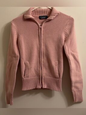 Y2K Garage Dusty Pink Full-Zip Ribbed Cardigan